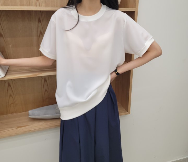 Allu - Korean Women Fashion - #momslook - Silk Short Sleeve Sweatshirt - 9