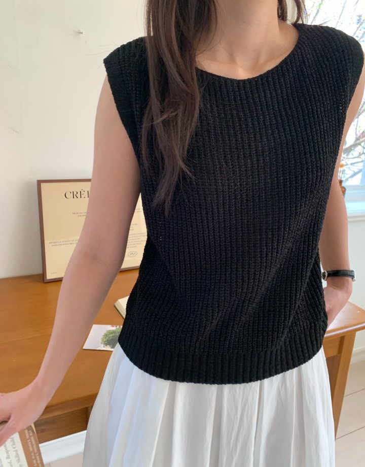 Allu - Korean Women Fashion - #momslook - Boat Neck Hacci Sleeveless - 6