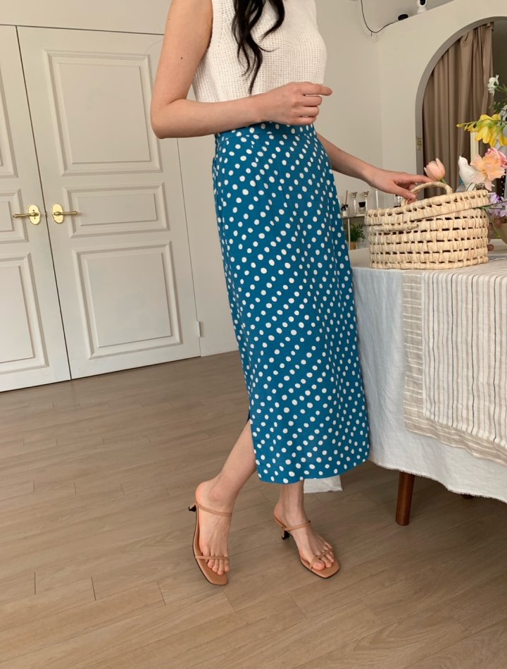 Allu - Korean Women Fashion - #momslook - Dot Side Slit Skirt - 6