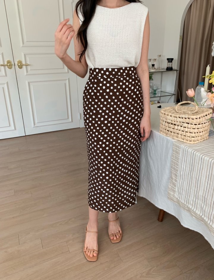 Allu - Korean Women Fashion - #momslook - Dot Side Slit Skirt - 8