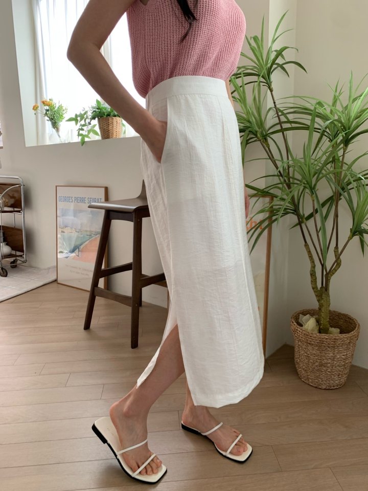 Allu - Korean Women Fashion - #momslook - Wrinkle Side Slit Skirt - 5