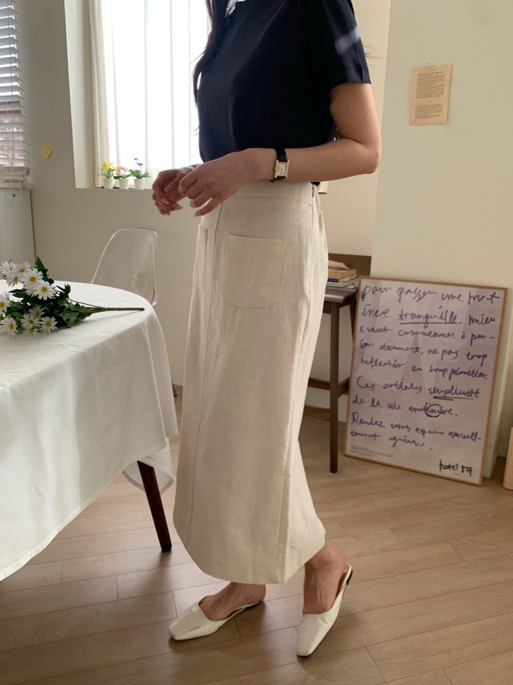 Allu - Korean Women Fashion - #momslook - Linen Pocket Skirt - 2