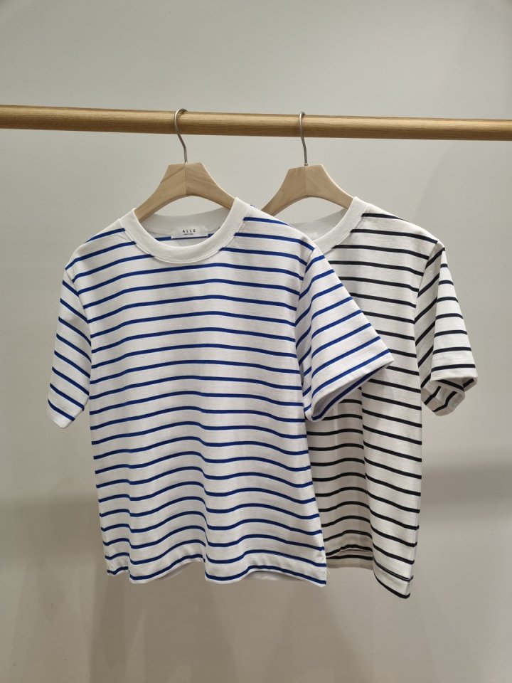 Allu - Korean Women Fashion - #momslook - Stripe Regular Short Sleeve