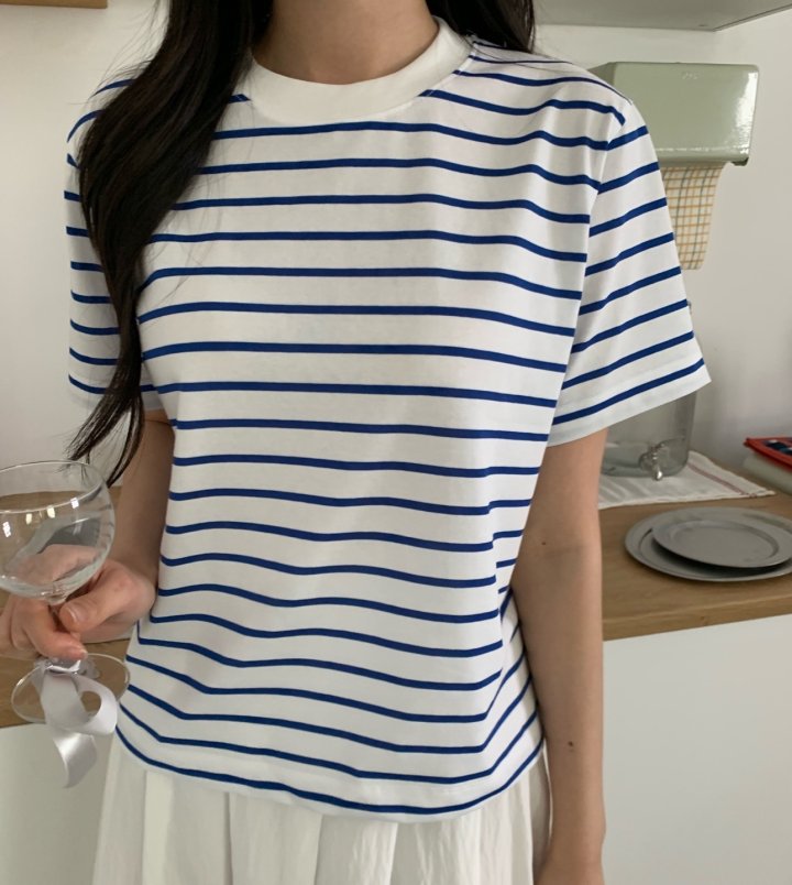 Allu - Korean Women Fashion - #momslook - Stripe Regular Short Sleeve - 11