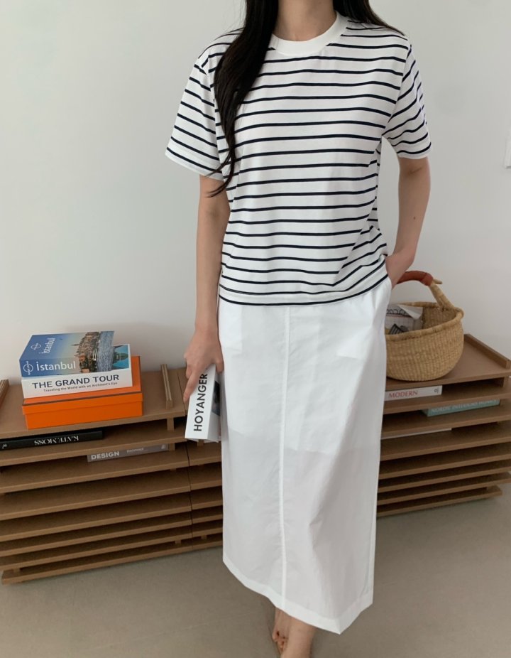 Allu - Korean Women Fashion - #momslook - Stripe Regular Short Sleeve - 5