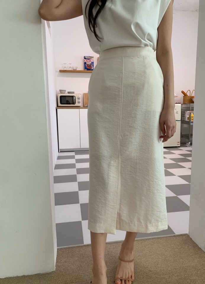 Allu - Korean Women Fashion - #momslook - Washed Front Slit Skirt - 2