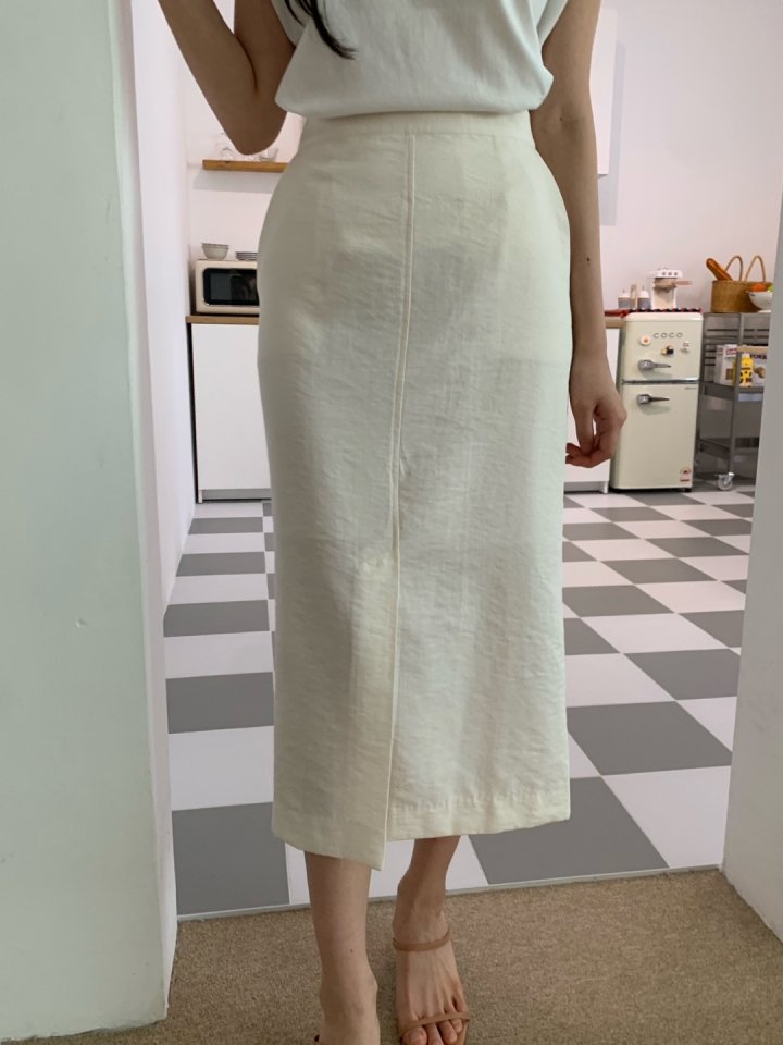 Allu - Korean Women Fashion - #womensfashion - Washed Front Slit Skirt - 4