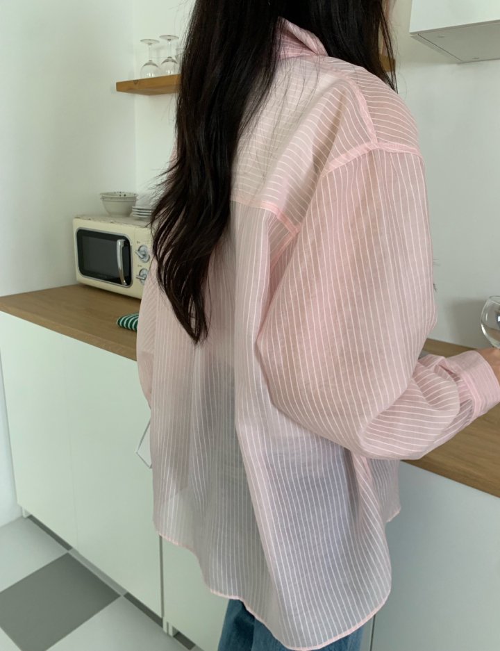 Allu - Korean Women Fashion - #momslook - Tencel Stripe Shirt - 2