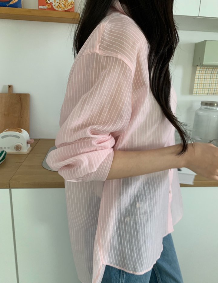 Allu - Korean Women Fashion - #momslook - Tencel Stripe Shirt - 6