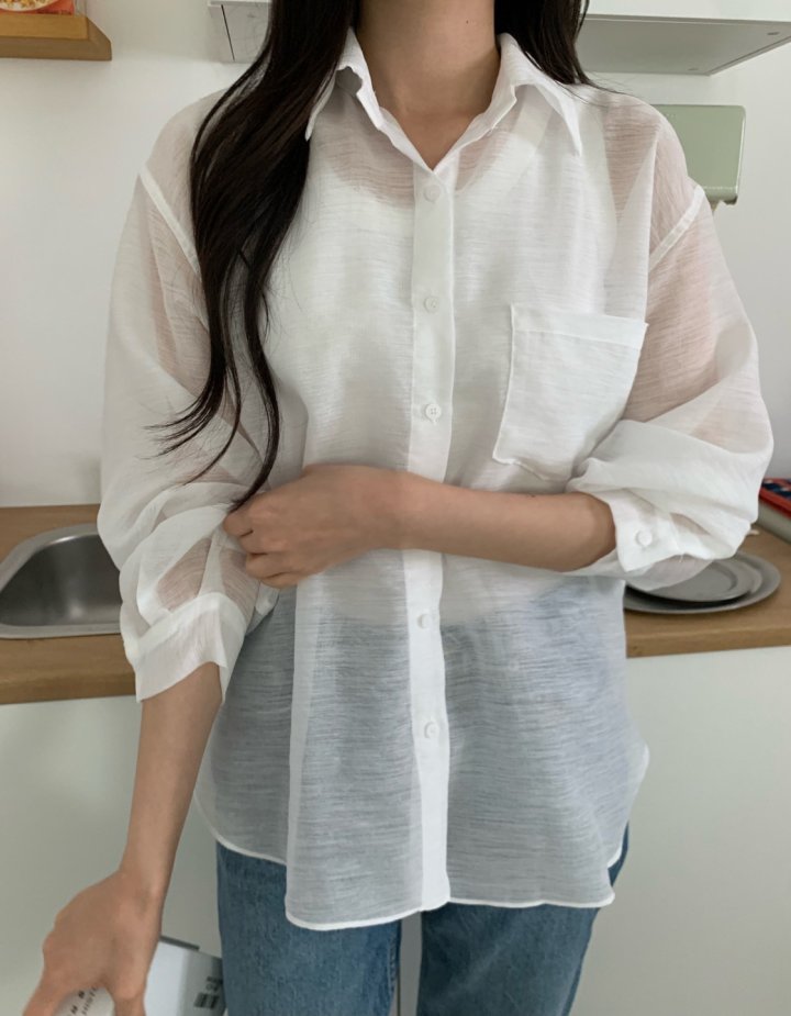 Allu - Korean Women Fashion - #momslook - Shy Back Button Shirt