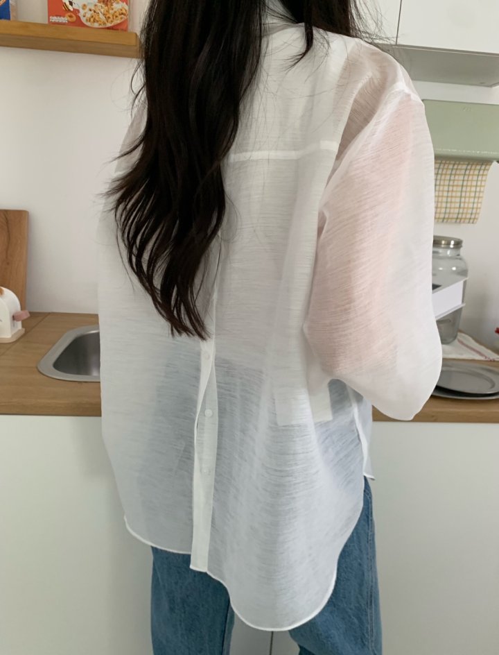 Allu - Korean Women Fashion - #momslook - Shy Back Button Shirt - 5