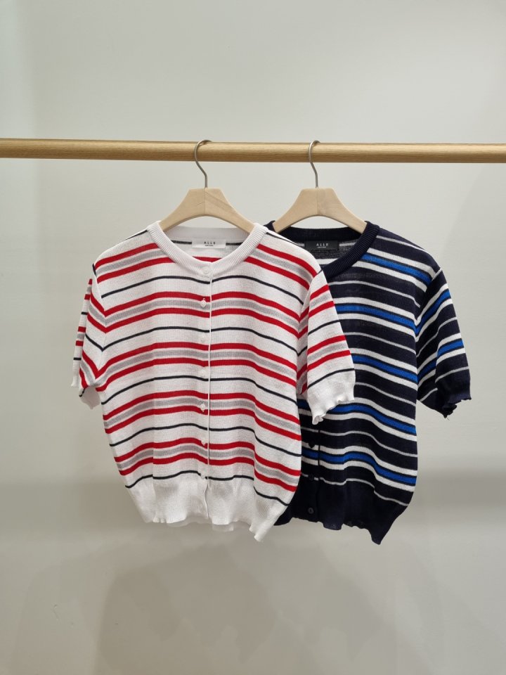Allu - Korean Women Fashion - #momslook - Multi Stripe Cardigan