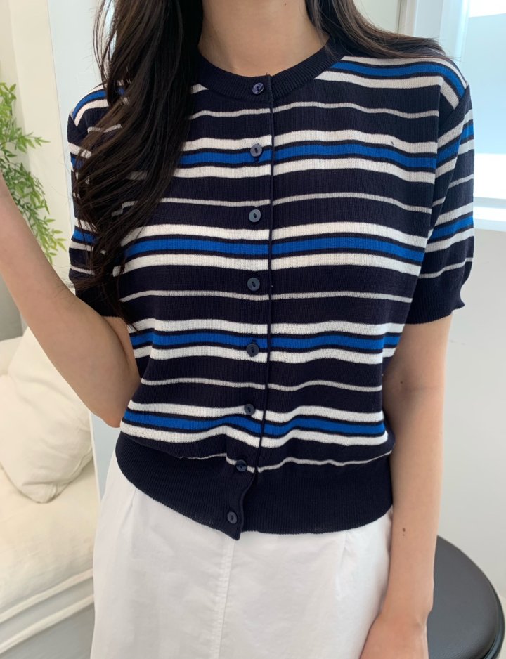 Allu - Korean Women Fashion - #momslook - Multi Stripe Cardigan
