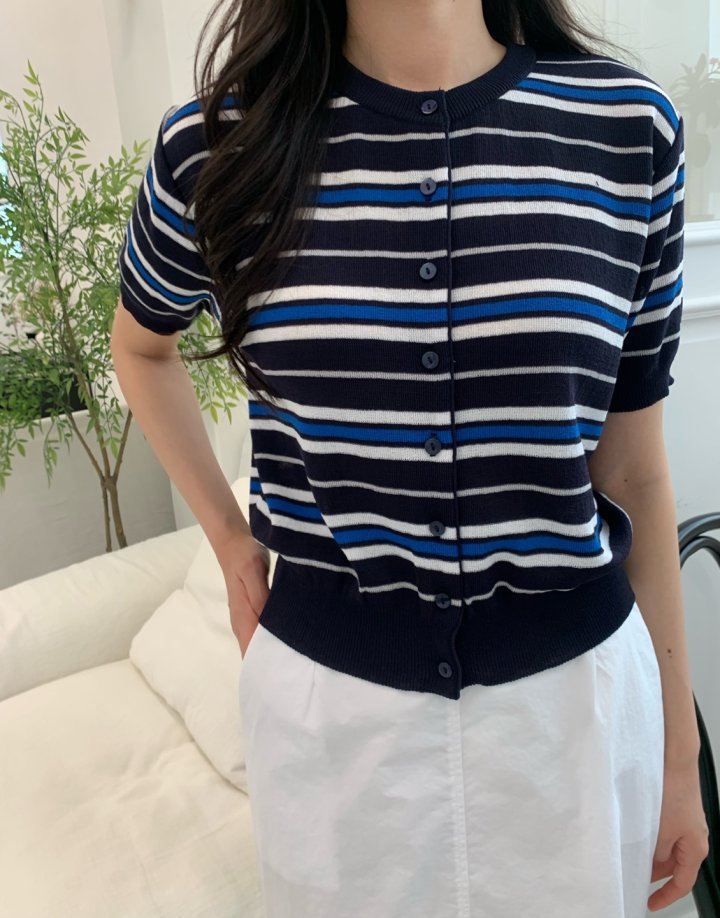 Allu - Korean Women Fashion - #pursuepretty - Multi Stripe Cardigan - 7