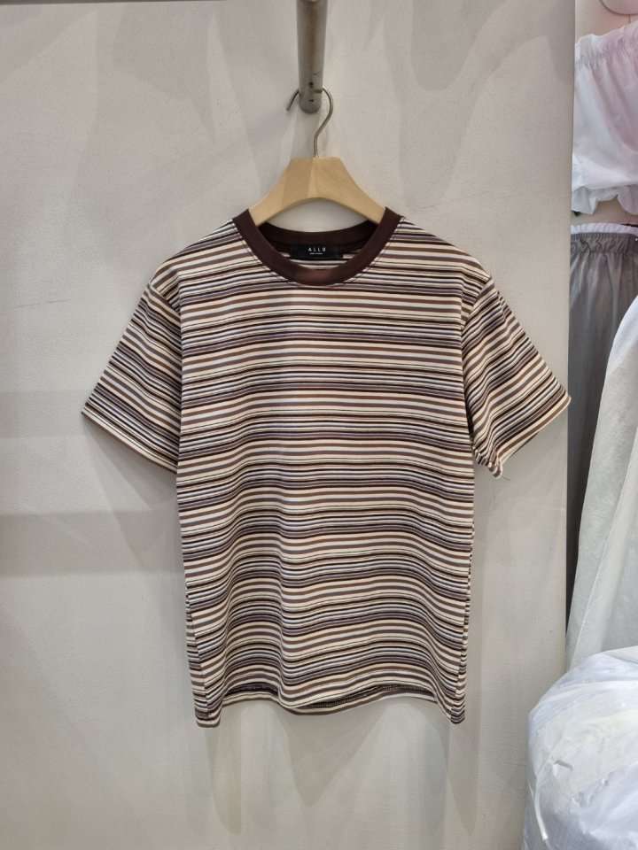 Allu - Korean Women Fashion - #vintagekidsstyle - Multi Stripe Span Tee - 4