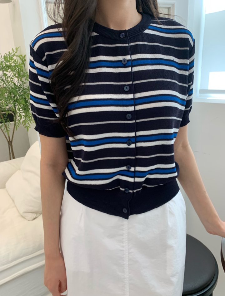 Allu - Korean Women Fashion - #restrostyle - Multi Stripe Cardigan - 8
