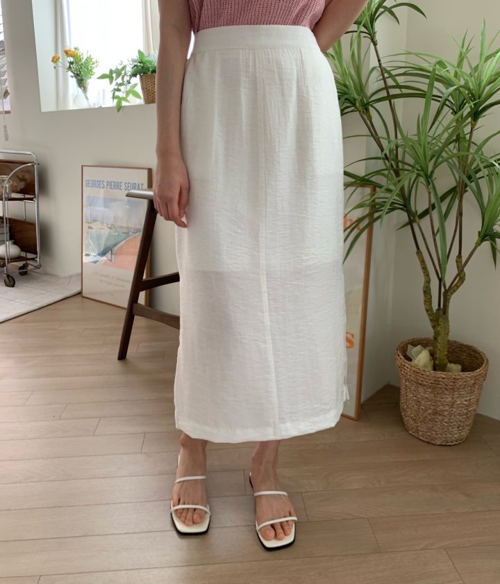 Allu - Korean Women Fashion - #romanticstyle - Wrinkle Side Slit Skirt