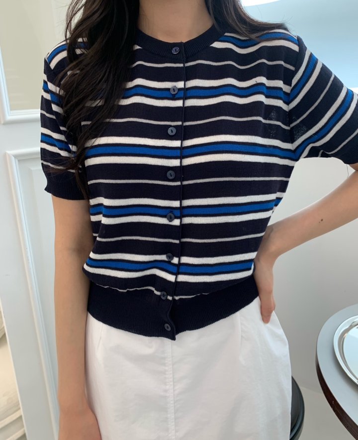 Allu - Korean Women Fashion - #romanticstyle - Multi Stripe Cardigan - 9
