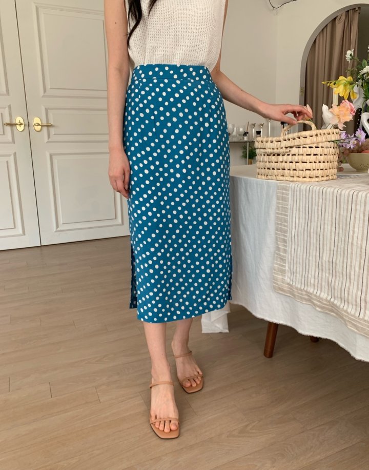 Allu - Korean Women Fashion - #shopsmall - Dot Side Slit Skirt - 3