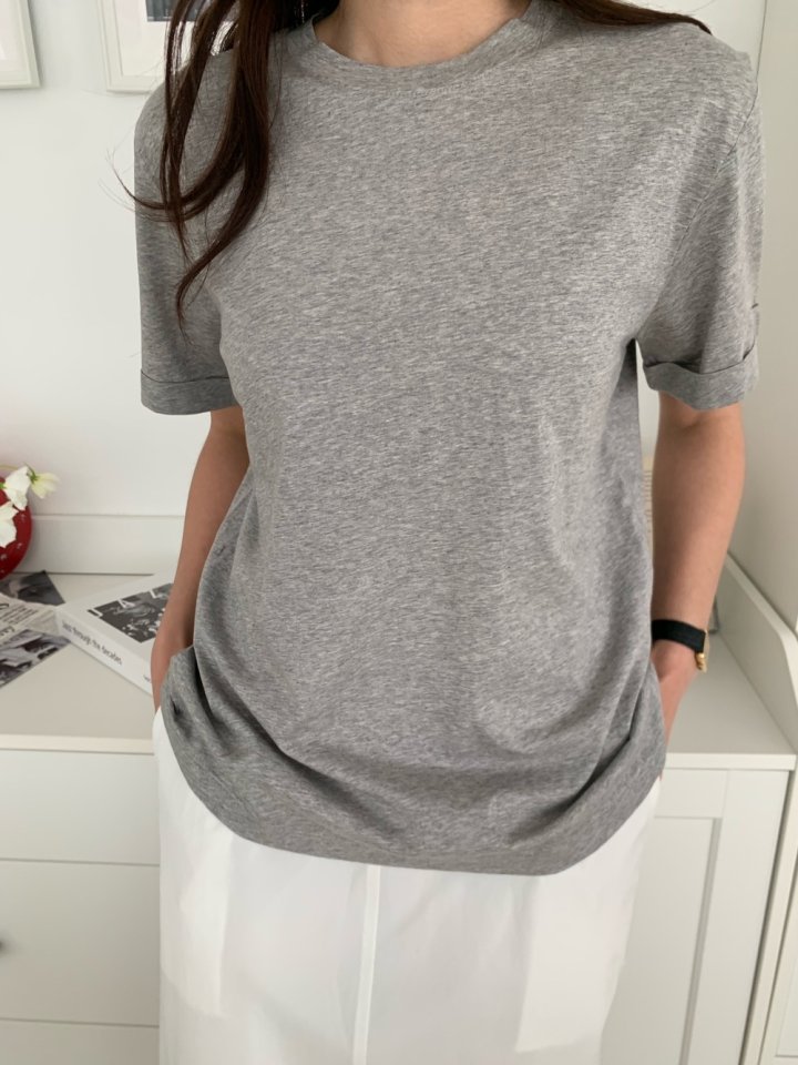 Allu - Korean Women Fashion - #shopsmall - Silket Roll-Up Tee - 2