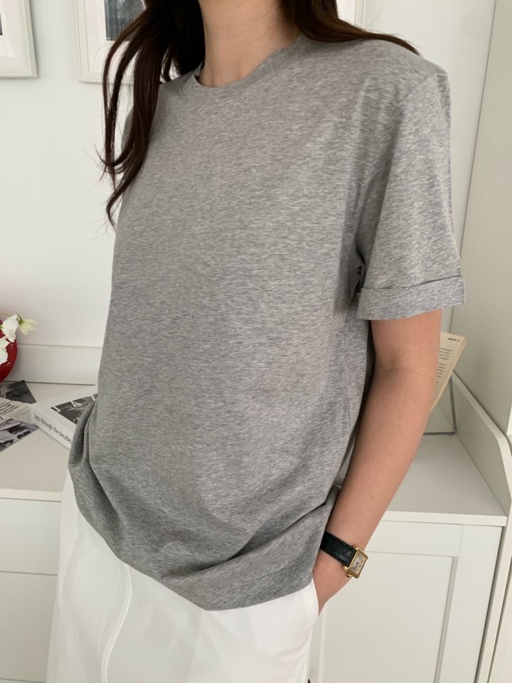 Allu - Korean Women Fashion - #thatsdarling - Silket Roll-Up Tee - 3