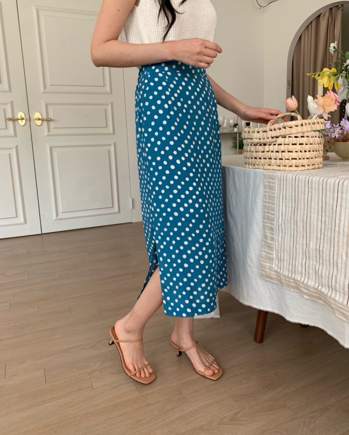 Allu - Korean Women Fashion - #thelittlethings - Dot Side Slit Skirt - 5
