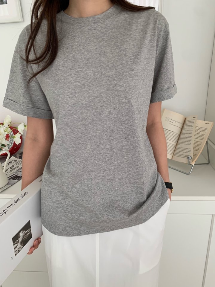 Allu - Korean Women Fashion - #thatsdarling - Silket Roll-Up Tee - 4