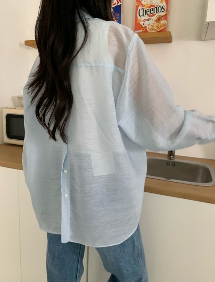 Allu - Korean Women Fashion - #vintageinspired - Shy Back Button Shirt - 11