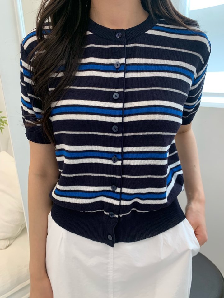 Allu - Korean Women Fashion - #vintageinspired - Multi Stripe Cardigan - 5