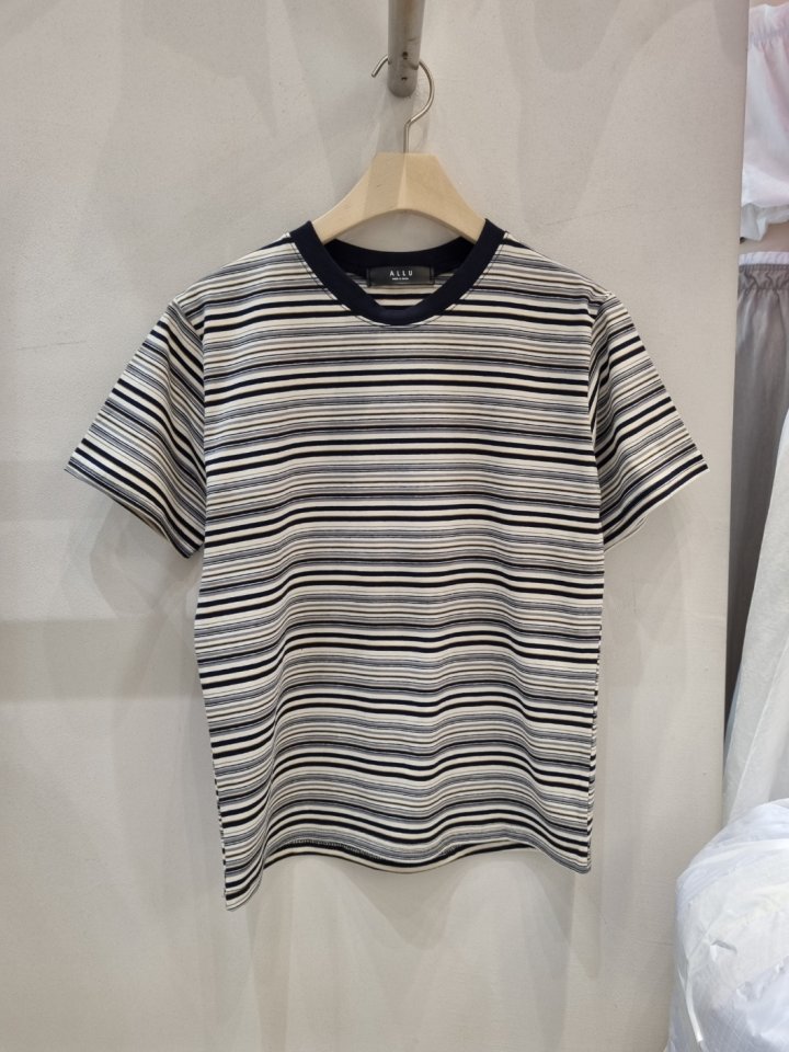 Allu - Korean Women Fashion - #vintagekidsstyle - Multi Stripe Span Tee - 3