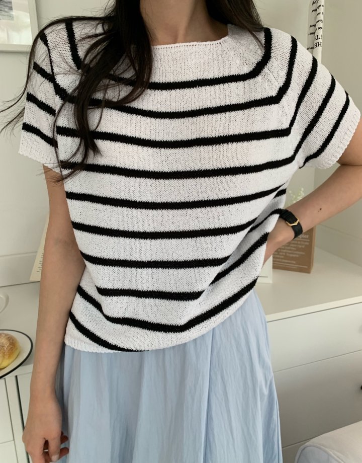 Allu - Korean Women Fashion - #womensfashion - Square Stripe Knit - 7