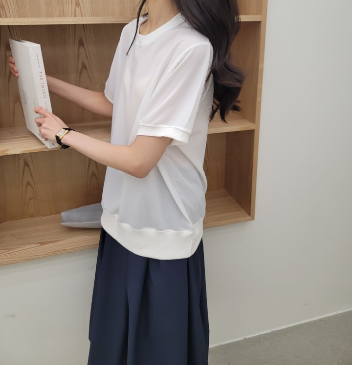 Allu - Korean Women Fashion - #womensfashion - Silk Short Sleeve Sweatshirt - 10