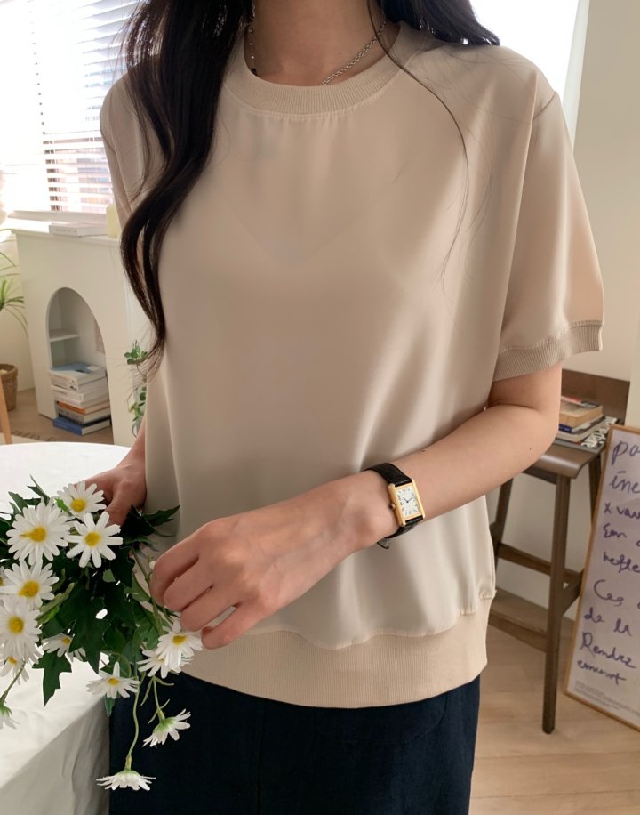 Allu - Korean Women Fashion - #womensfashion - Silk Short Sleeve Sweatshirt - 2