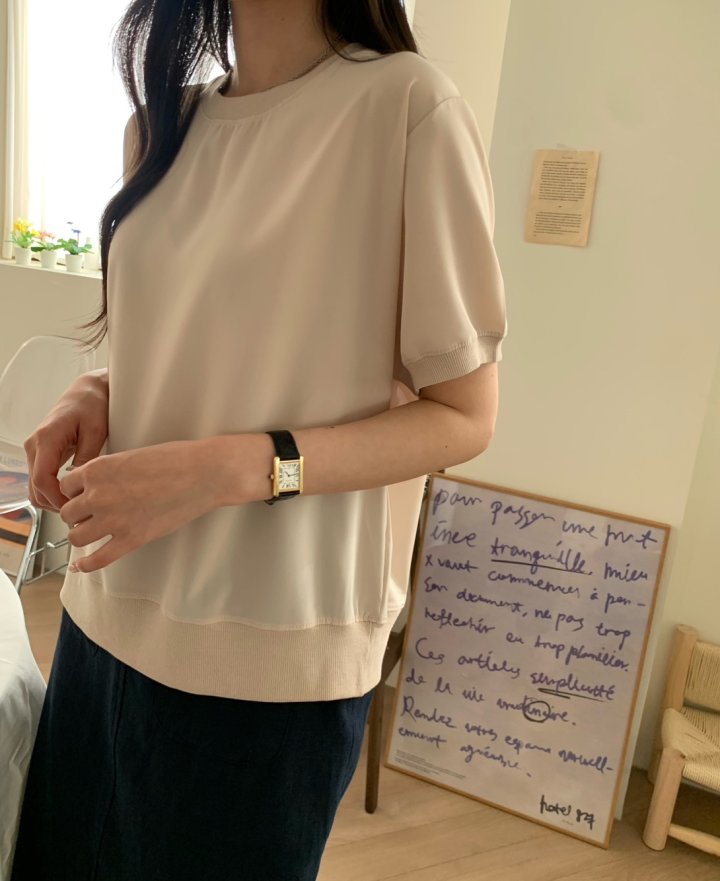 Allu - Korean Women Fashion - #momslook - Silk Short Sleeve Sweatshirt - 4