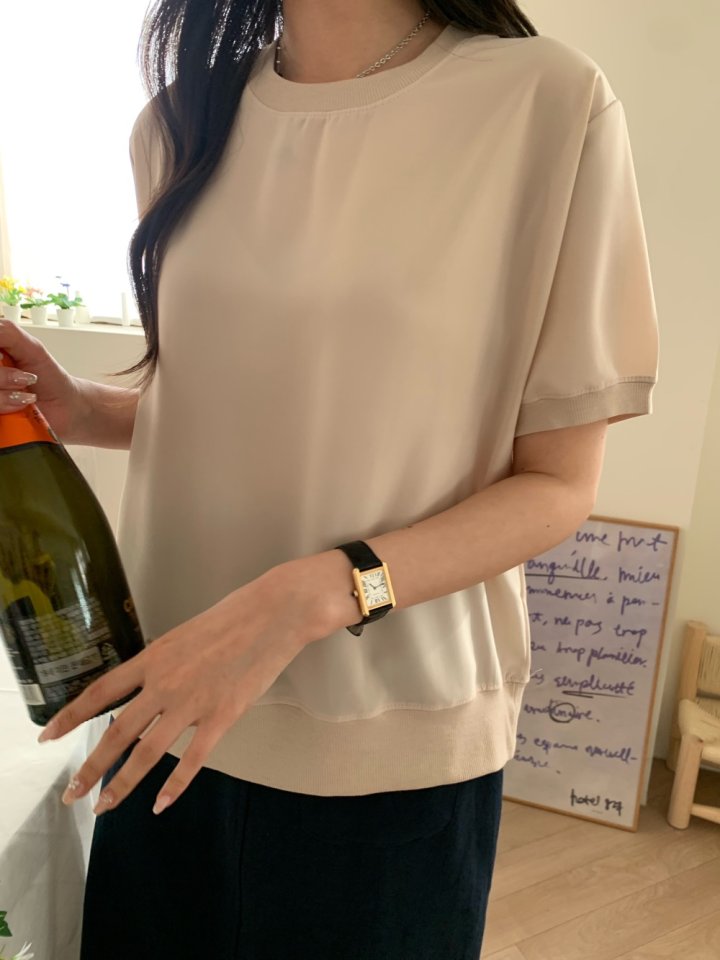 Allu - Korean Women Fashion - #womensfashion - Silk Short Sleeve Sweatshirt - 6