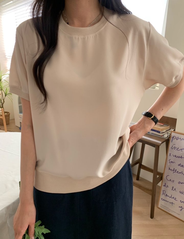 Allu - Korean Women Fashion - #womensfashion - Silk Short Sleeve Sweatshirt - 8
