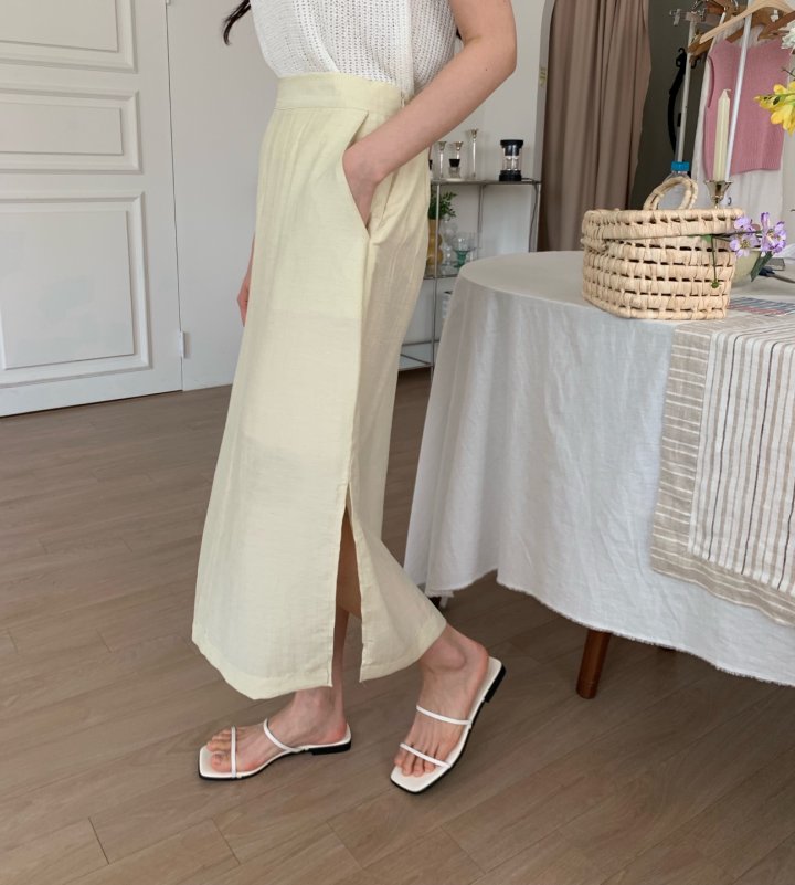 Allu - Korean Women Fashion - #womensfashion - Wrinkle Side Slit Skirt - 10