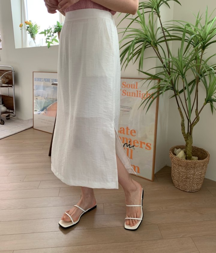 Allu - Korean Women Fashion - #womensfashion - Wrinkle Side Slit Skirt - 6