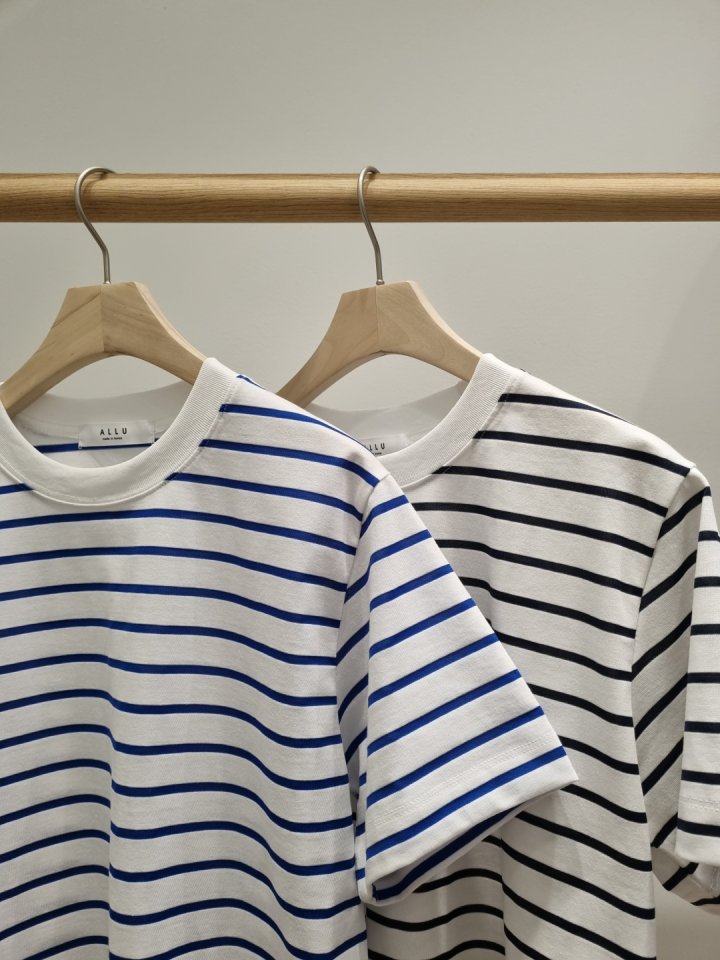 Allu - Korean Women Fashion - #womensfashion - Stripe Regular Short Sleeve - 2