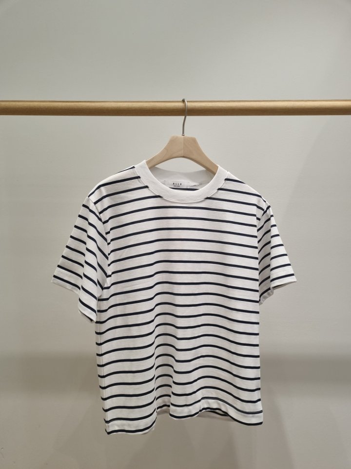 Allu - Korean Women Fashion - #momslook - Stripe Regular Short Sleeve - 4