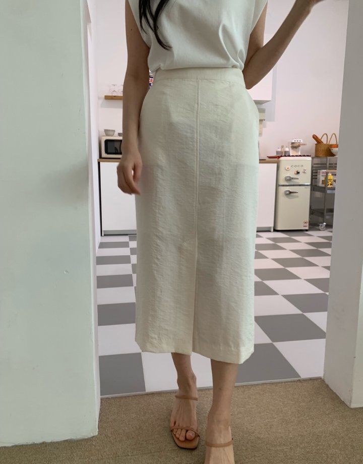 Allu - Korean Women Fashion - #womensfashion - Washed Front Slit Skirt