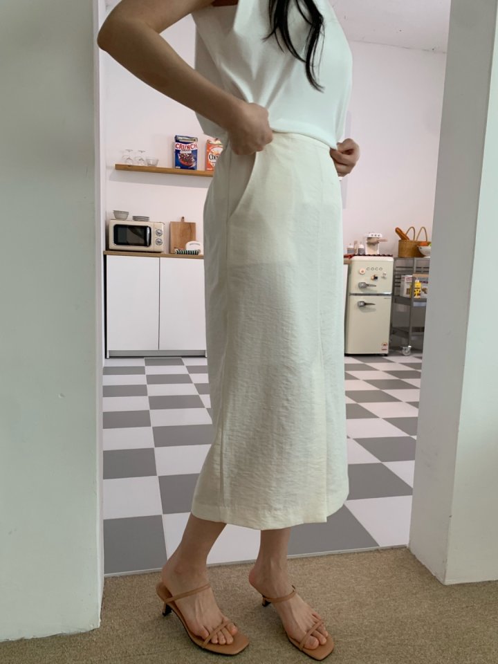 Allu - Korean Women Fashion - #womensfashion - Washed Front Slit Skirt - 3
