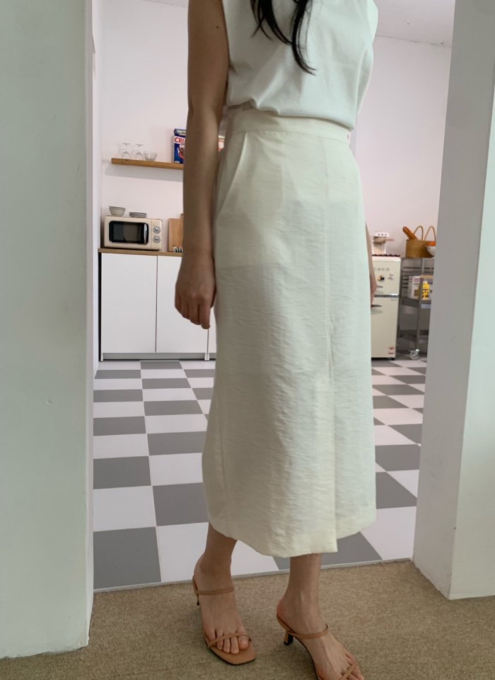 Allu - Korean Women Fashion - #womensfashion - Washed Front Slit Skirt - 5