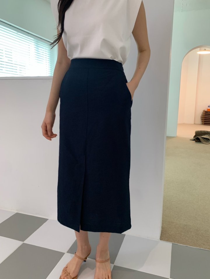 Allu - Korean Women Fashion - #womensfashion - Washed Front Slit Skirt - 9