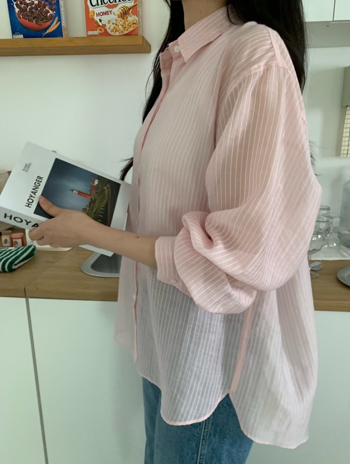 Allu - Korean Women Fashion - #womensfashion - Tencel Stripe Shirt