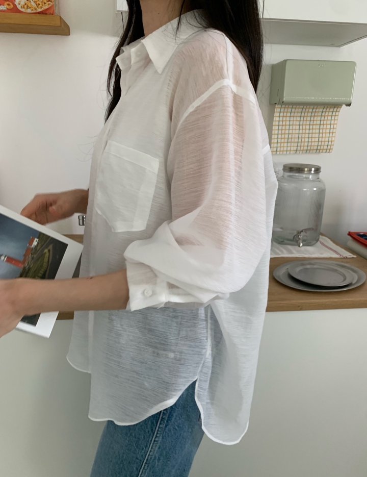 Allu - Korean Women Fashion - #womensfashion - Shy Back Button Shirt - 6