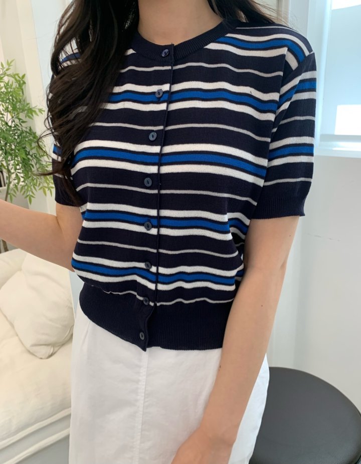 Allu - Korean Women Fashion - #momslook - Multi Stripe Cardigan - 4