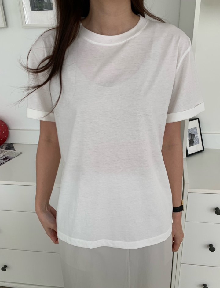 Allu - Korean Women Fashion - #womensfashion - Silket Roll-Up Tee - 10