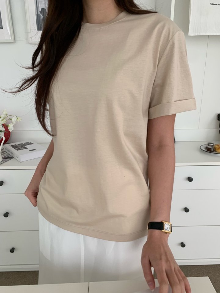 Allu - Korean Women Fashion - #womensfashion - Silket Roll-Up Tee - 6