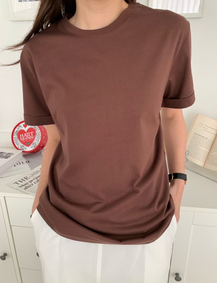 Allu - Korean Women Fashion - #womensfashion - Silket Roll-Up Tee - 8